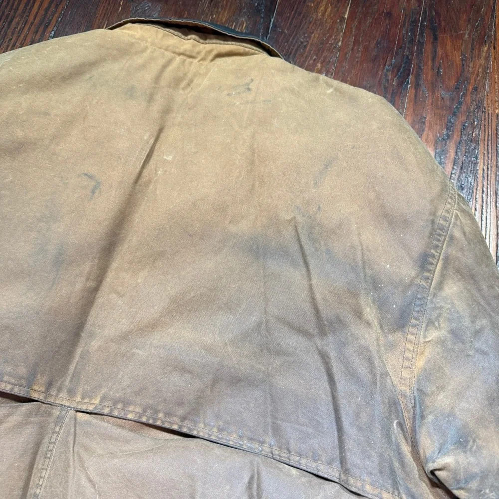 Vintage Holloway Jacket Mens‎ L Brown Tin Cloth Waxed Canvas Lined MADE IN USA